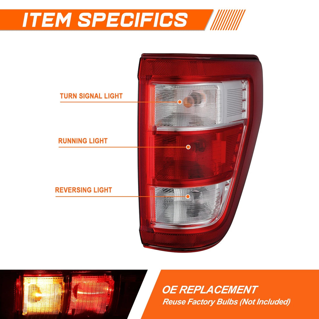 Chrome Tail Light Assembly Brake Lamp for Ford F-150 (2021–2023)