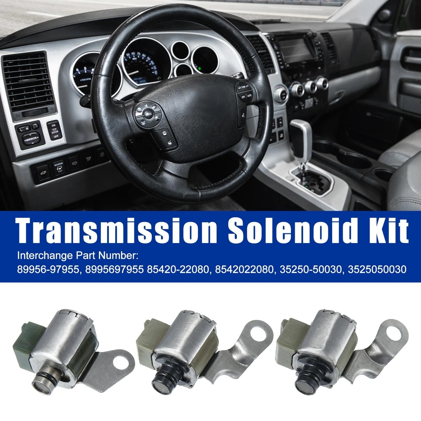 3Pcs Shift Lock Up Solenoid Kit No. 8542022080 for Toyota A340E 
