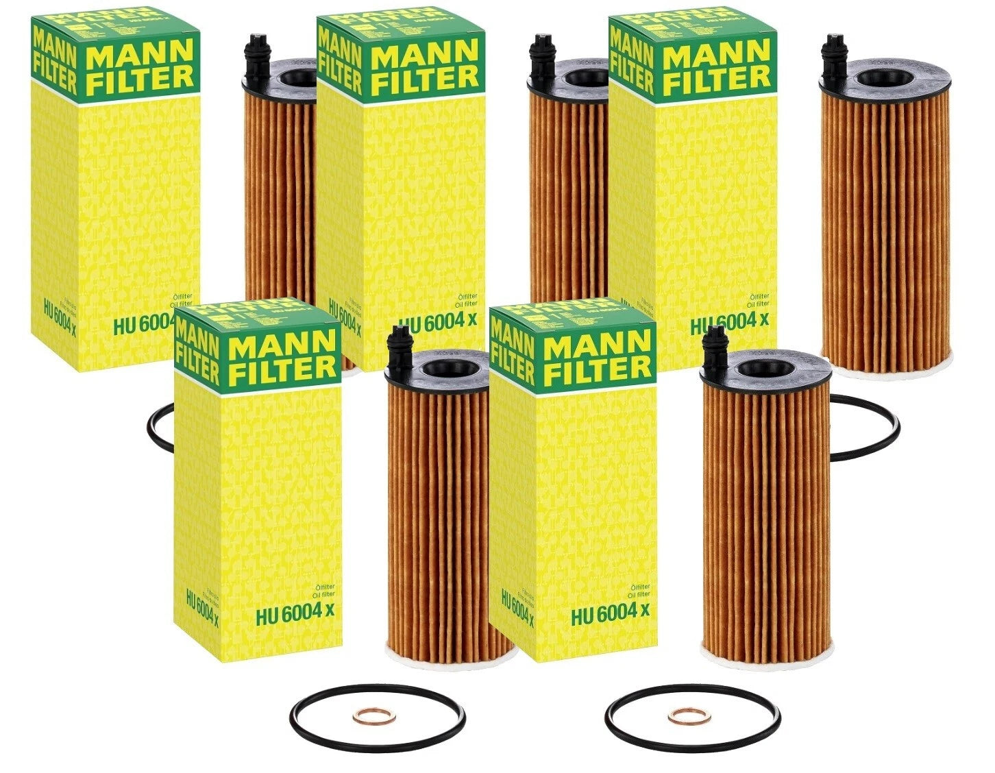Set of 5 Engine Oil Filters for BMW F15 F30 328d 535d X3 X5 740Ld (2014–2019)