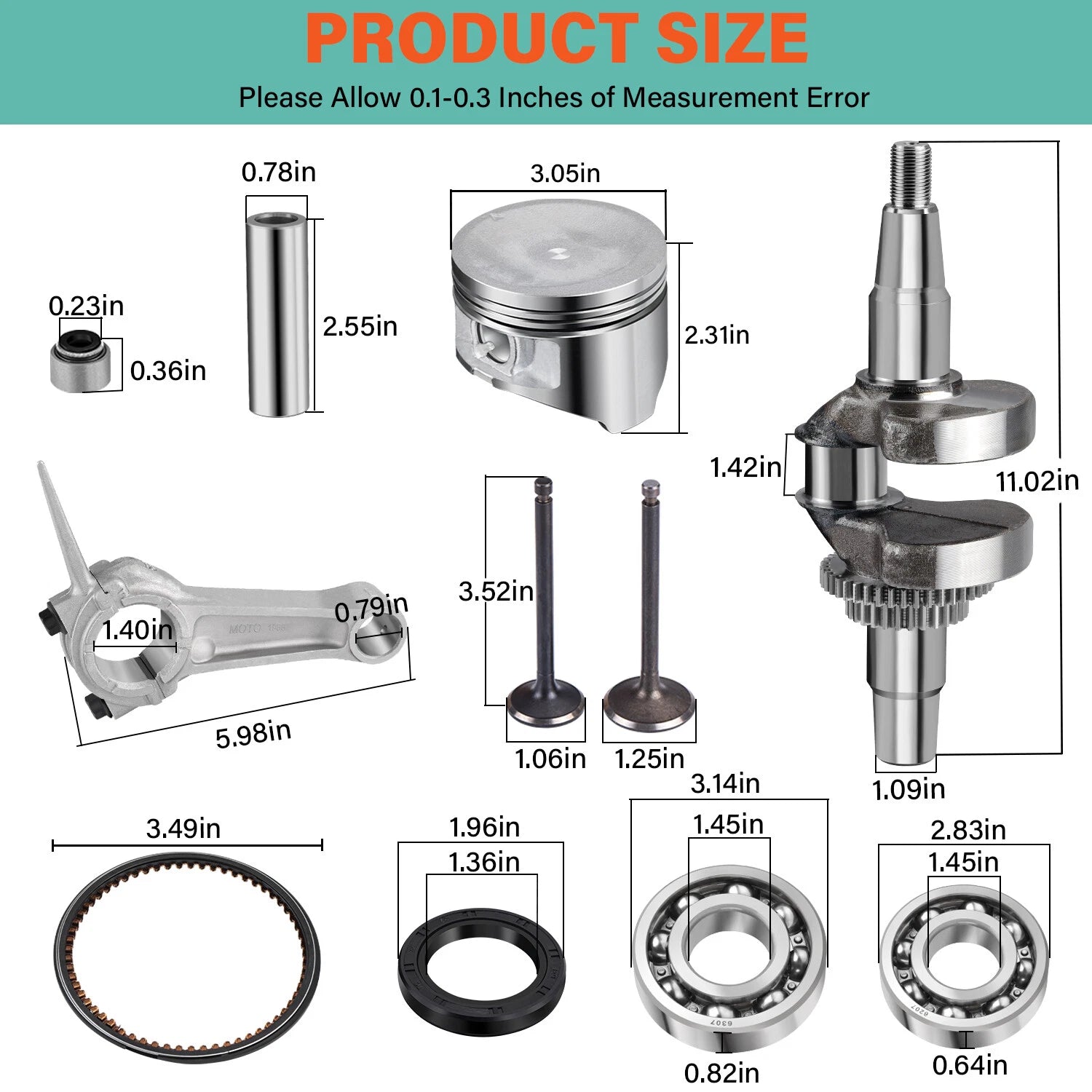 Engine Top End Rebuild Kit for Yamaha G11/G16/G20