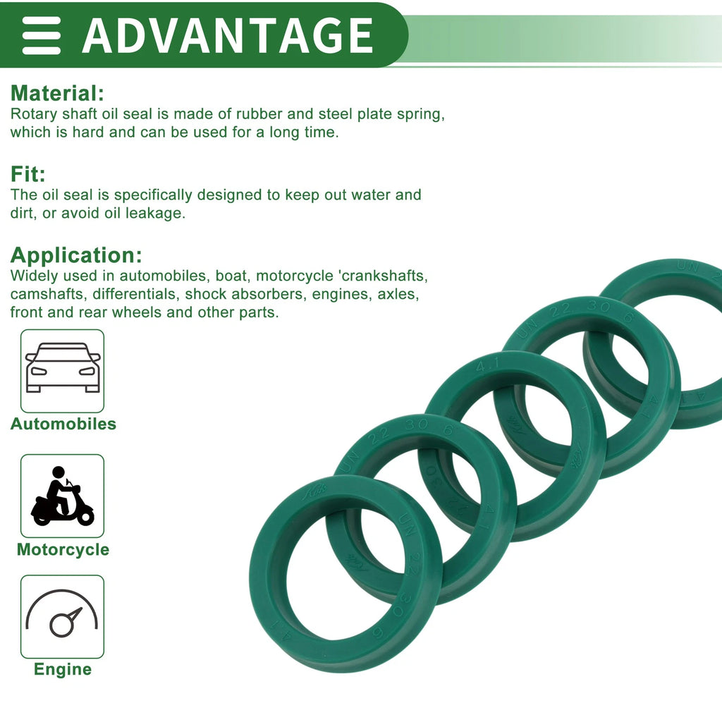 Set of 5 Oil Seal Rotary Shaft Seal 22x30x6mm for Various Models 