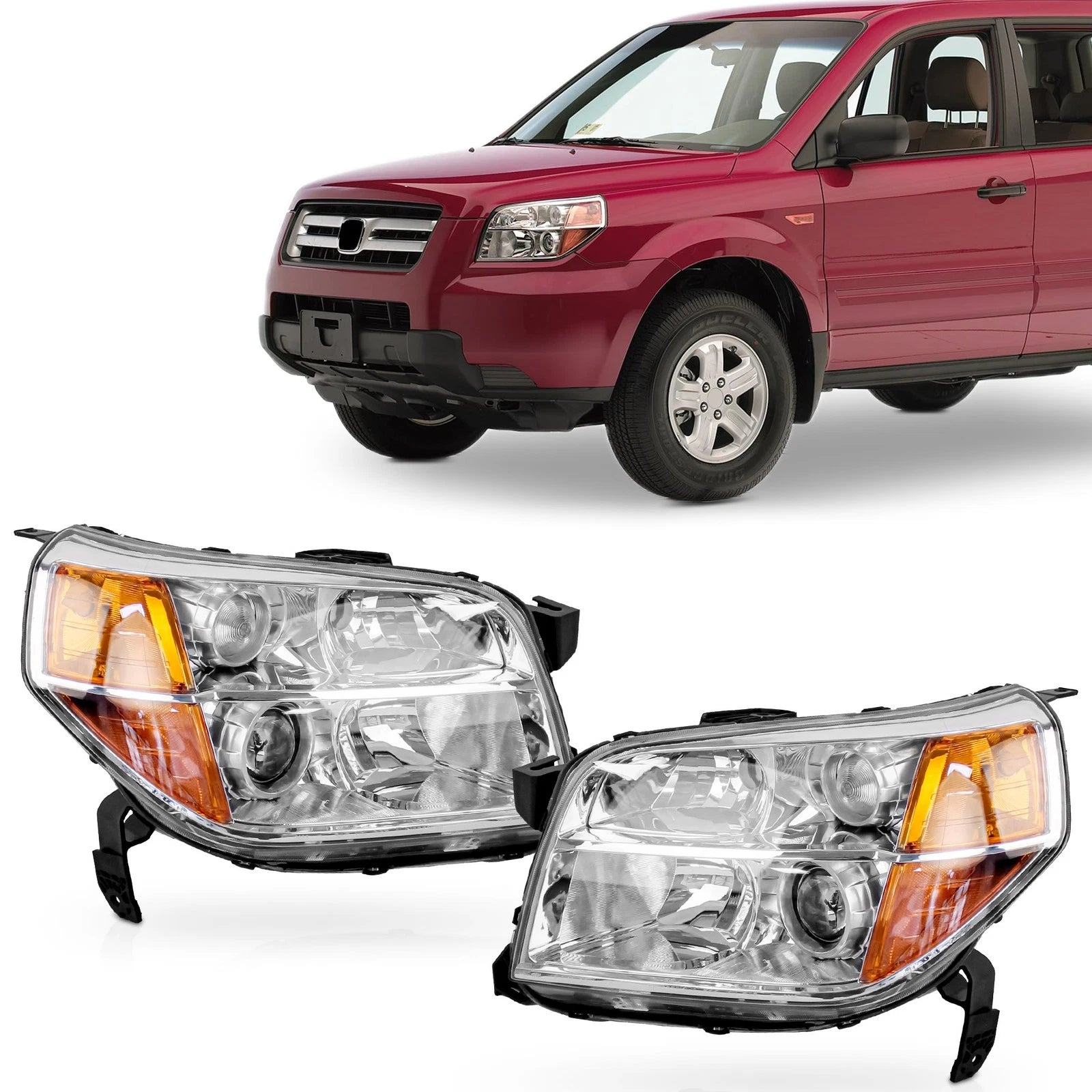 Halogen Headlights Pair for Honda Pilot (2006–2008)