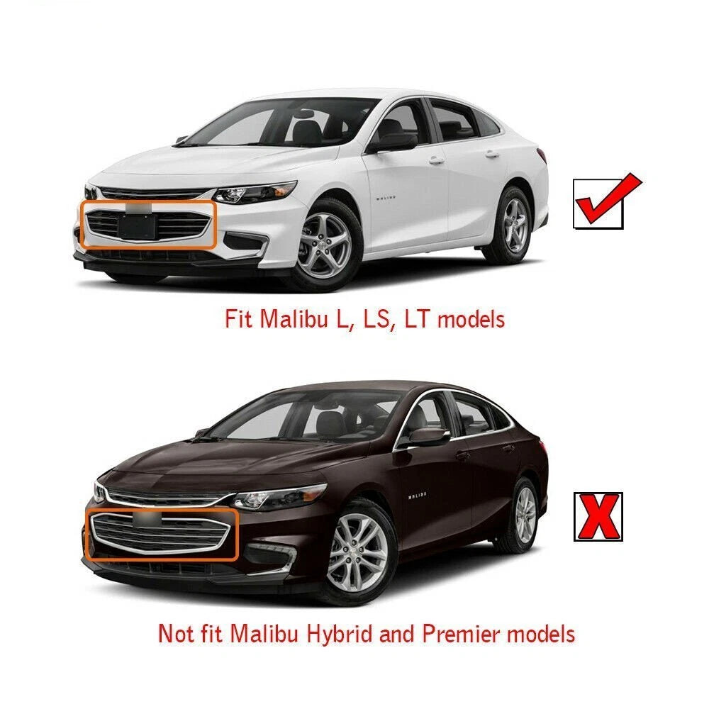 Chrome Front Bumper Upper & Lower Grille for Chevy Malibu (2016â2018)