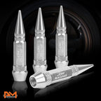 Set of 4 Silver Aluminum Spiked Tire Valve Stem Caps for Universal Fit