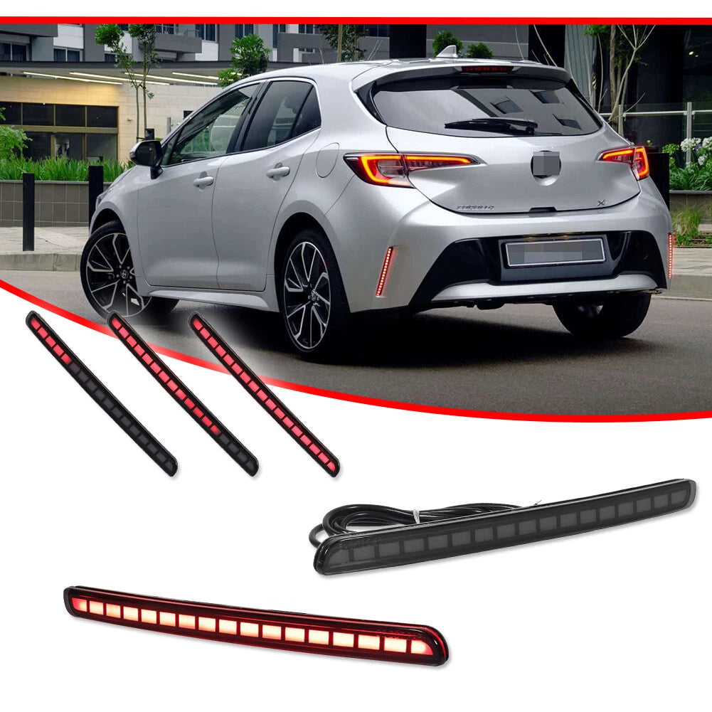 Smoked LED Rear Bumper Reflector Tail Lights for Toyota Corolla Hatchback (2019–2022)
