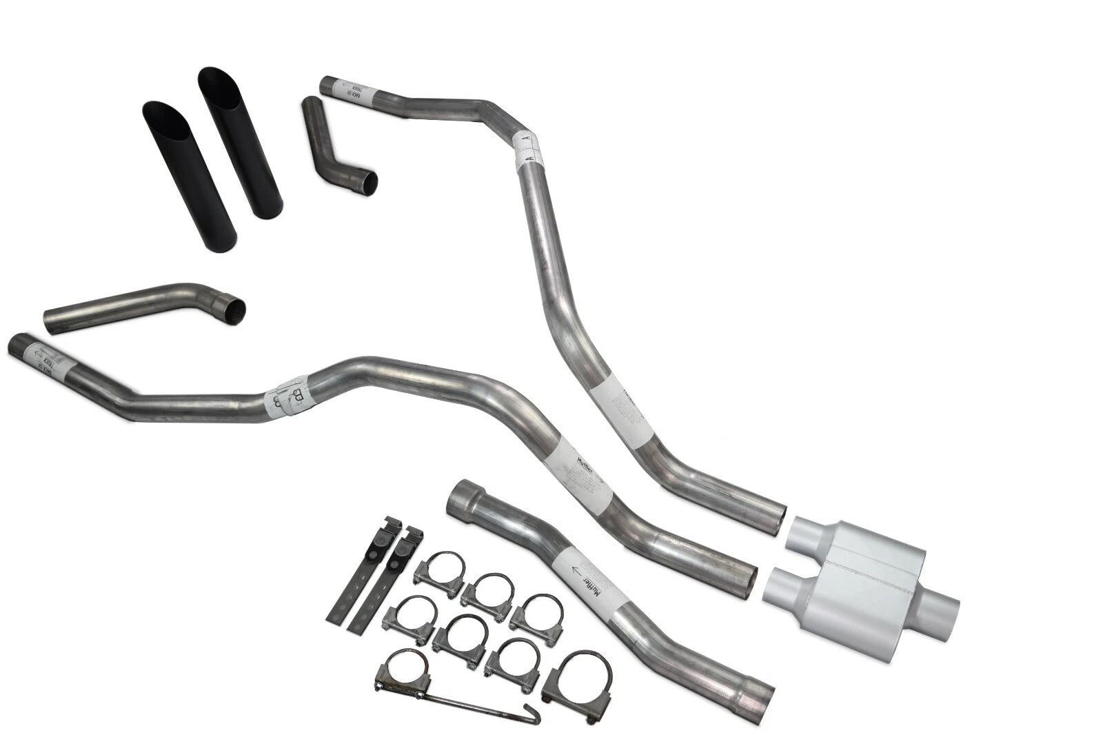 Dual Exhaust 2.5 Inch for Nissan Titan (2004–2006) Black Tip Corner Ex