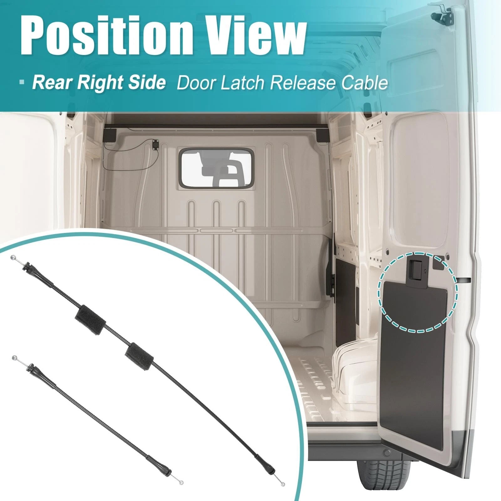 Set of 1 Rear Right Side Door Latch Cable 6C2Z-15431A02-A for Ford E150 (1992–2014)