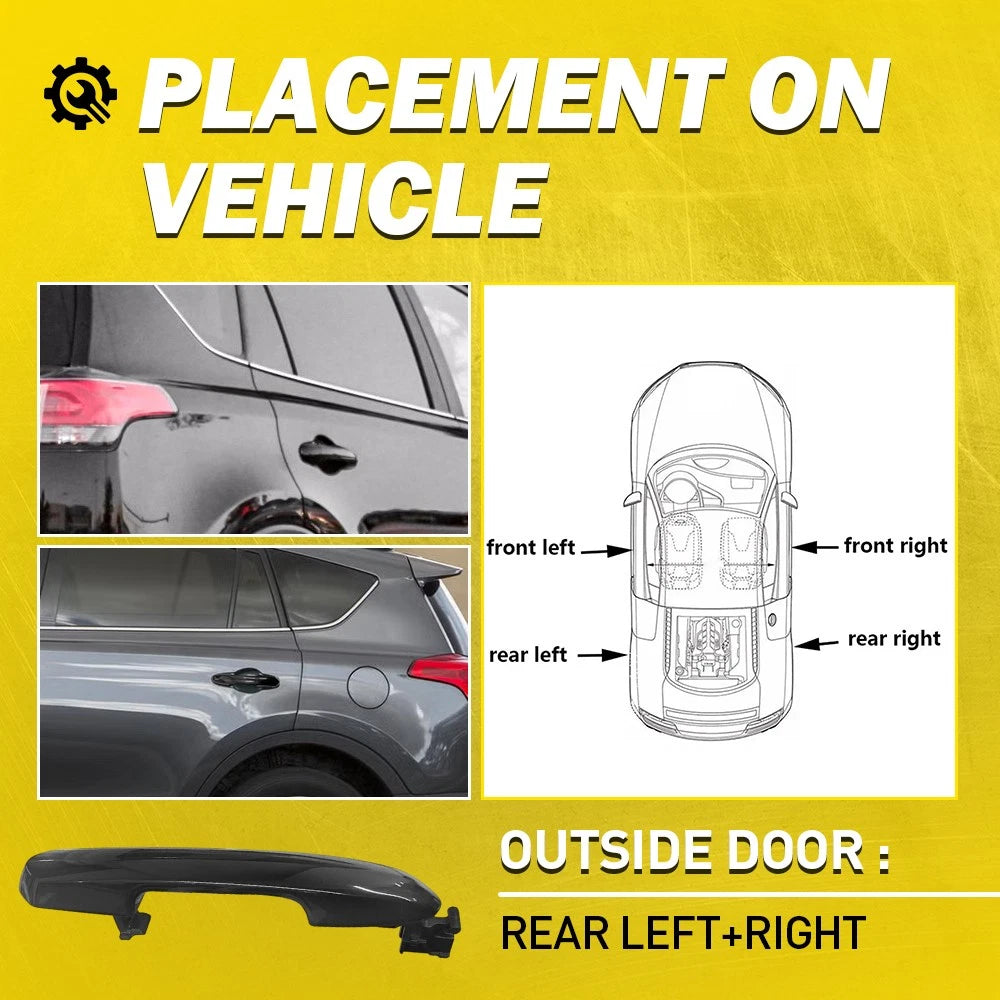 Set of 2 Exterior Door Handles for Toyota RAV4 (2017–2023) Black