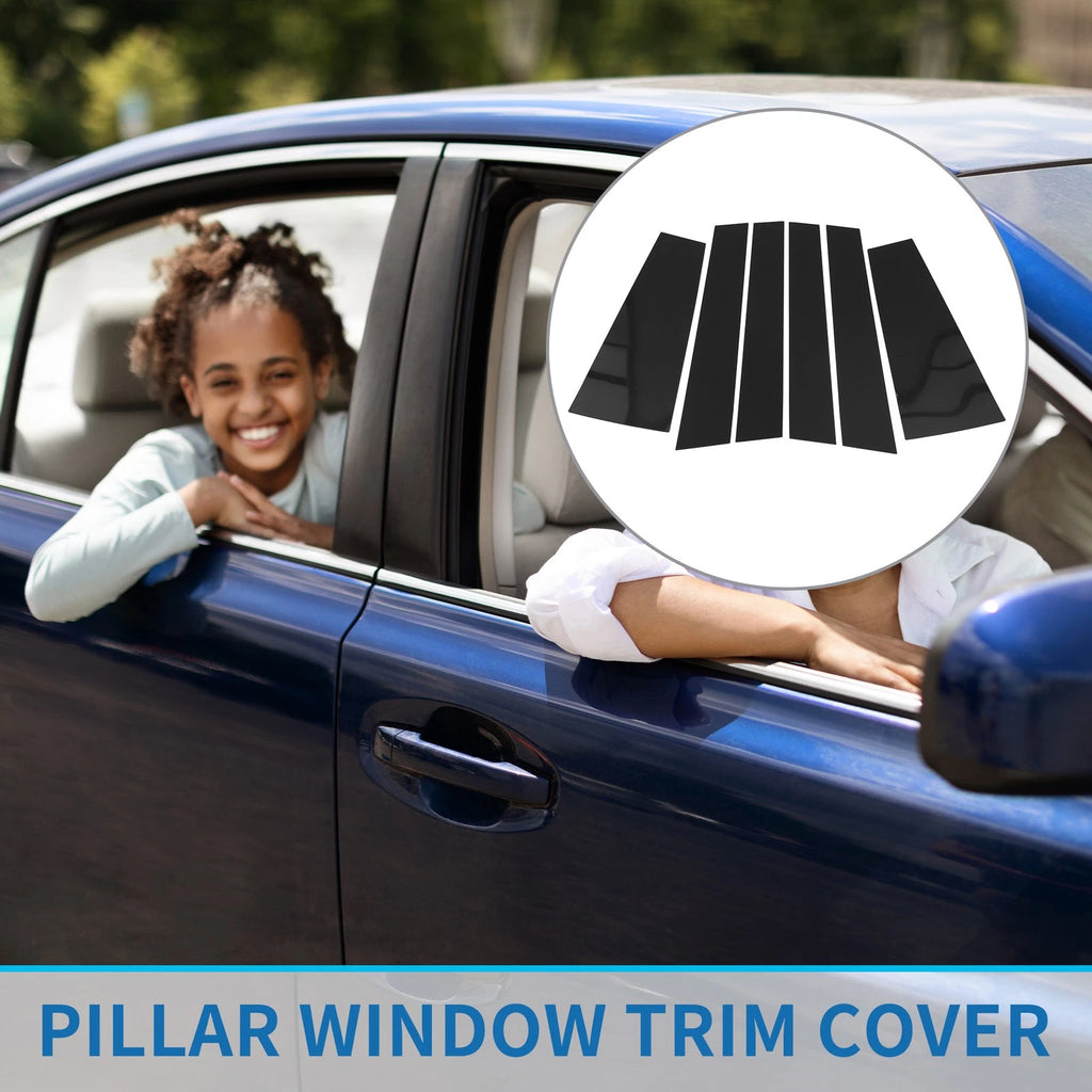 Set of 6 Door Pillar Window Trim for Toyota Highlander (2015–2021) Black