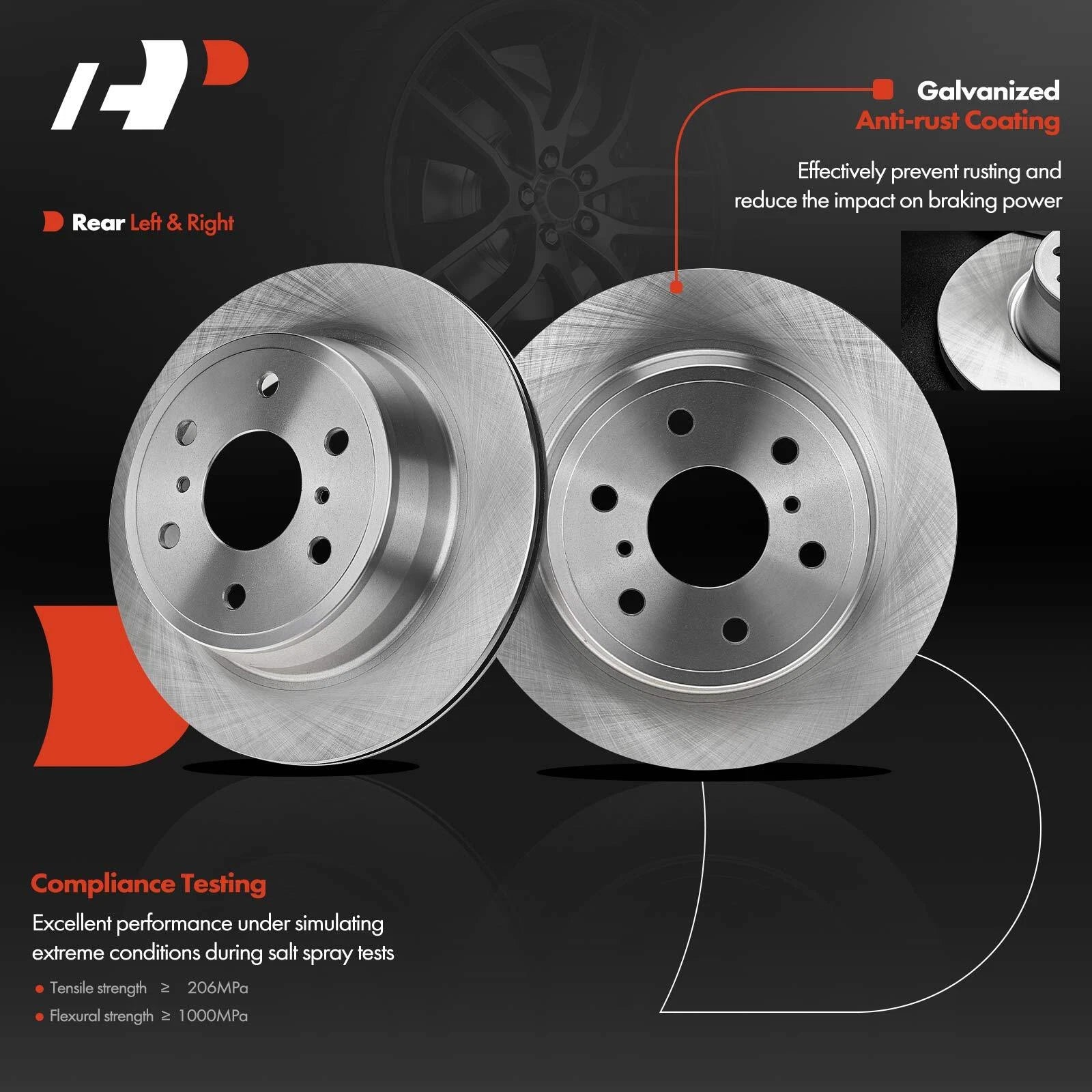 Rear Disc Brake Rotors & Ceramic Pads for Chevy Silverado 1500 (2007–2013)