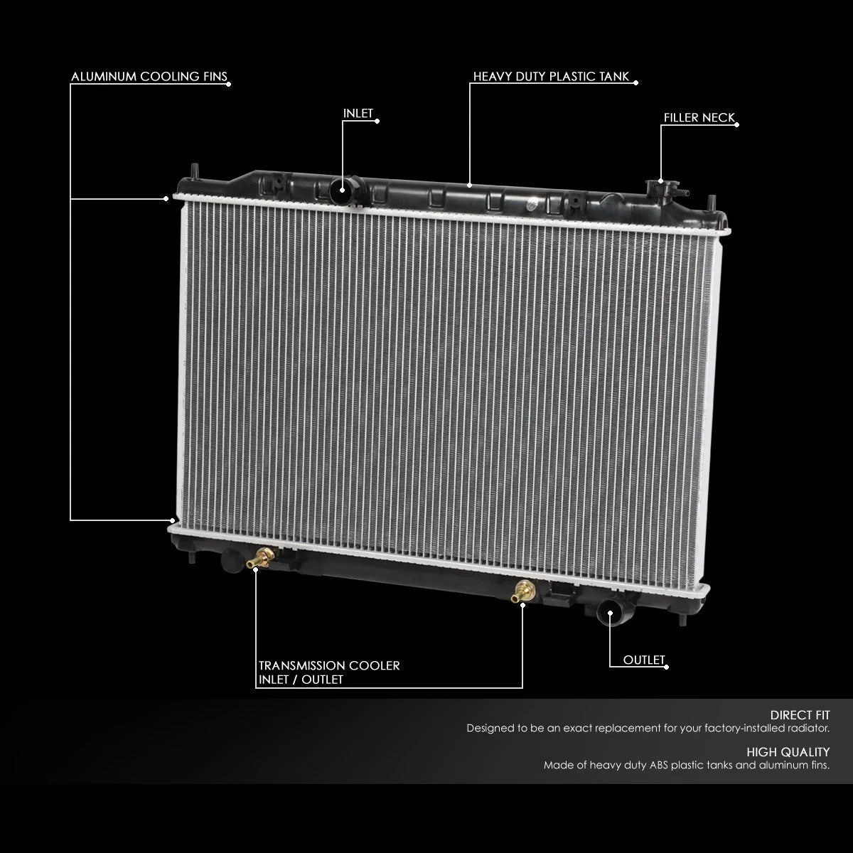 Aluminum Core Cooling Radiator for Nissan Quest 2004–2009 DPI 2692