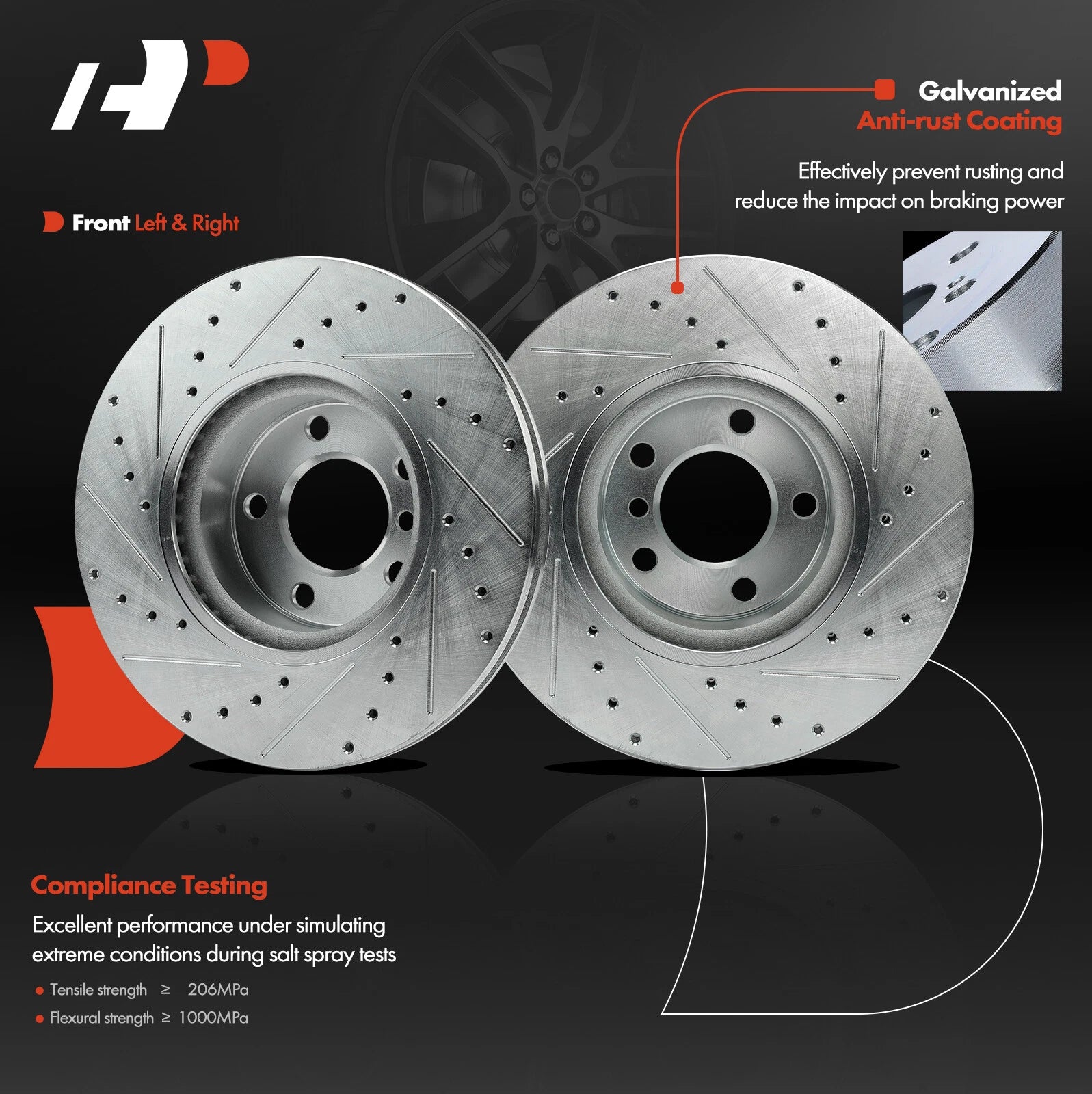 Front Drilled Brake Rotors for BMW X3 X4 (2011-2018)