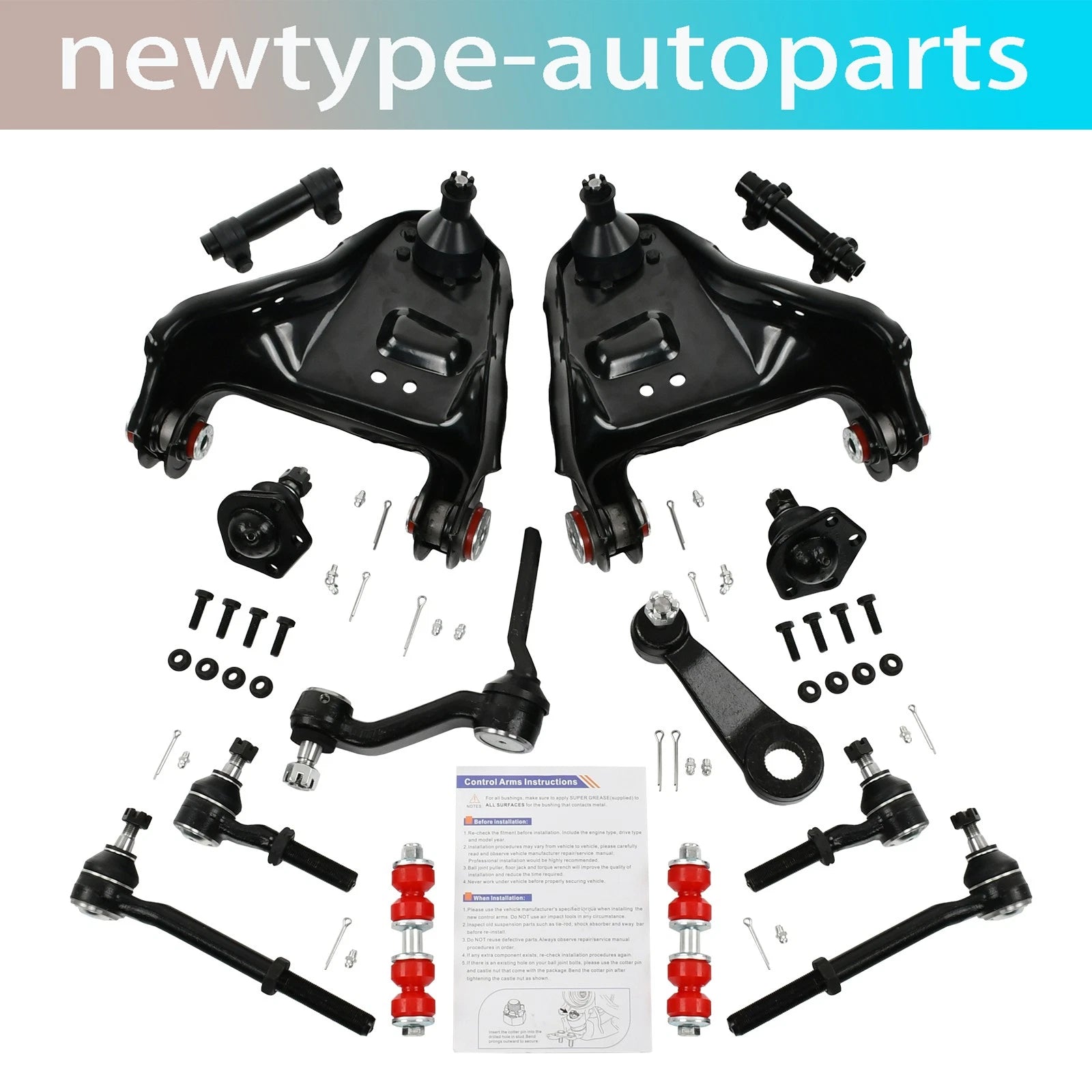 Set of 2 Front Upper Control Arm Ball Joints for Chevy S10 Blazer (1994–2005)