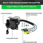 7 Way & 4 Pin Dual-Output Trailer Light Connector for Toyota Tacoma Tundra