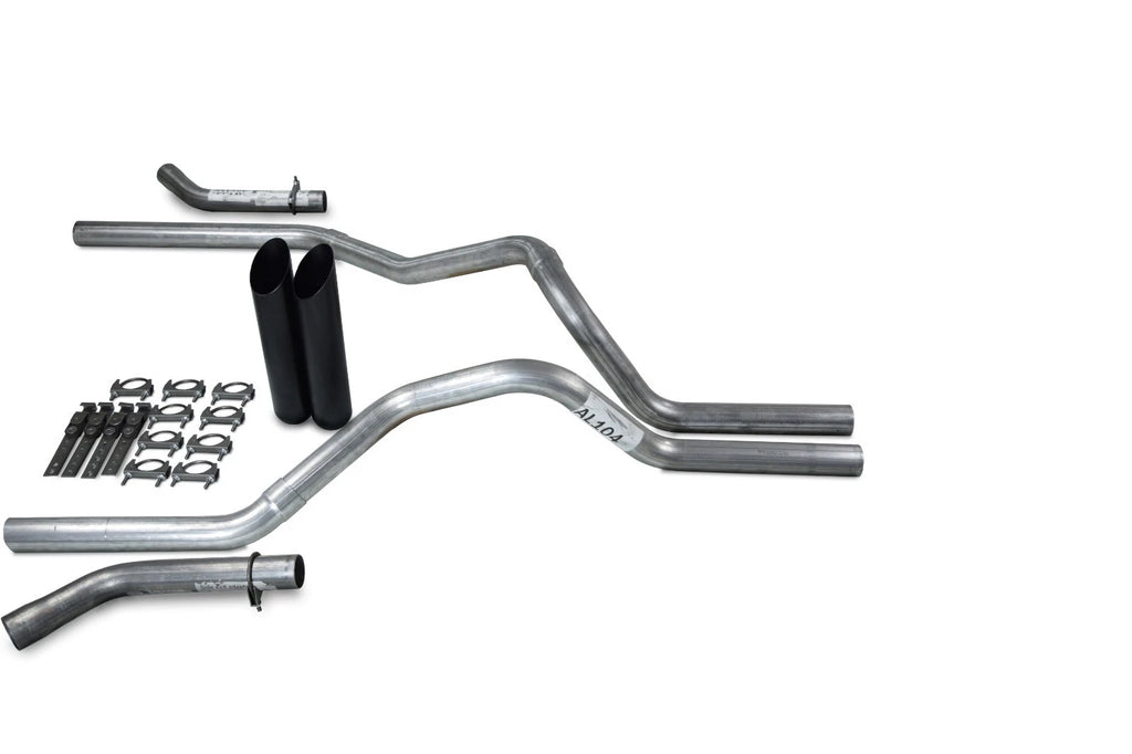 2.5" Dual Exhaust Kit for Chevy GMC 1500 (2015–2018) Black Tips Corner Exit
