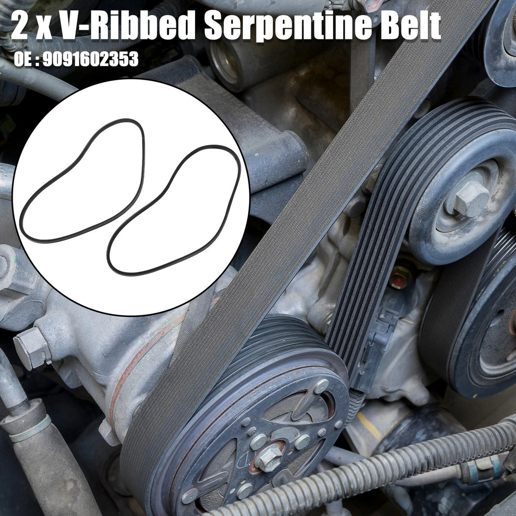 2X V-Ribbed Serpentine Drive Belt No. 9091602353 for Lexus LX450 (1996–1997)