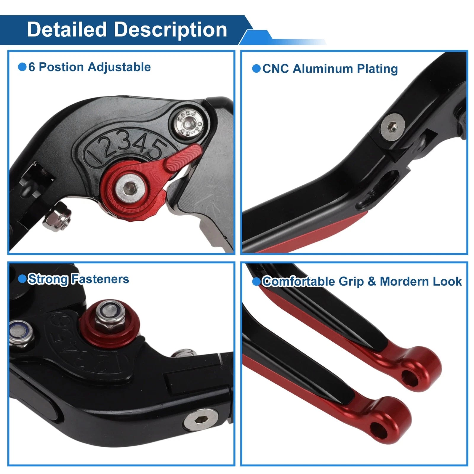 Adjustable Brake Clutch Lever for Honda NC700 (2016–2020) Black Red