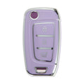 TPU Silicone Car Key Case for Hyundai i10 (2010–2023) - Purple/Silver Trim