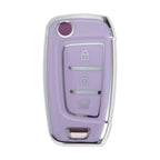 TPU Silicone Car Key Case for Hyundai i10 (2010–2023) - Purple/Silver Trim