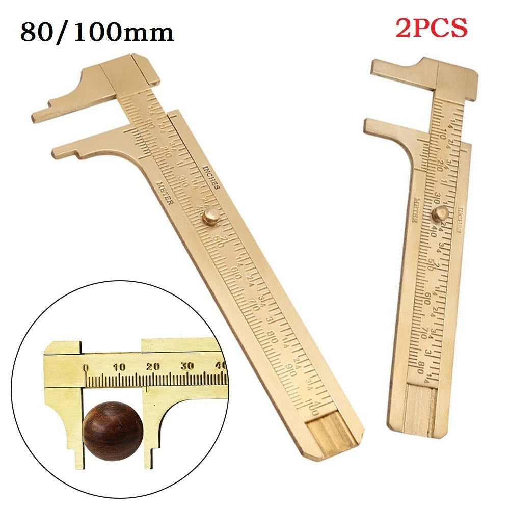 2X Brass Sliding Gauge Vernier Caliper Ruler Measuring Tool (80mm, 100mm)