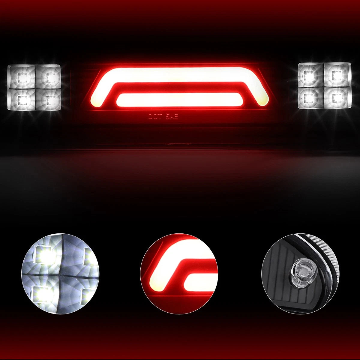 Dual 3D LED Bar Third Tail Brake Light + Cargo Lamp for Dodge Ram (2002–2009)