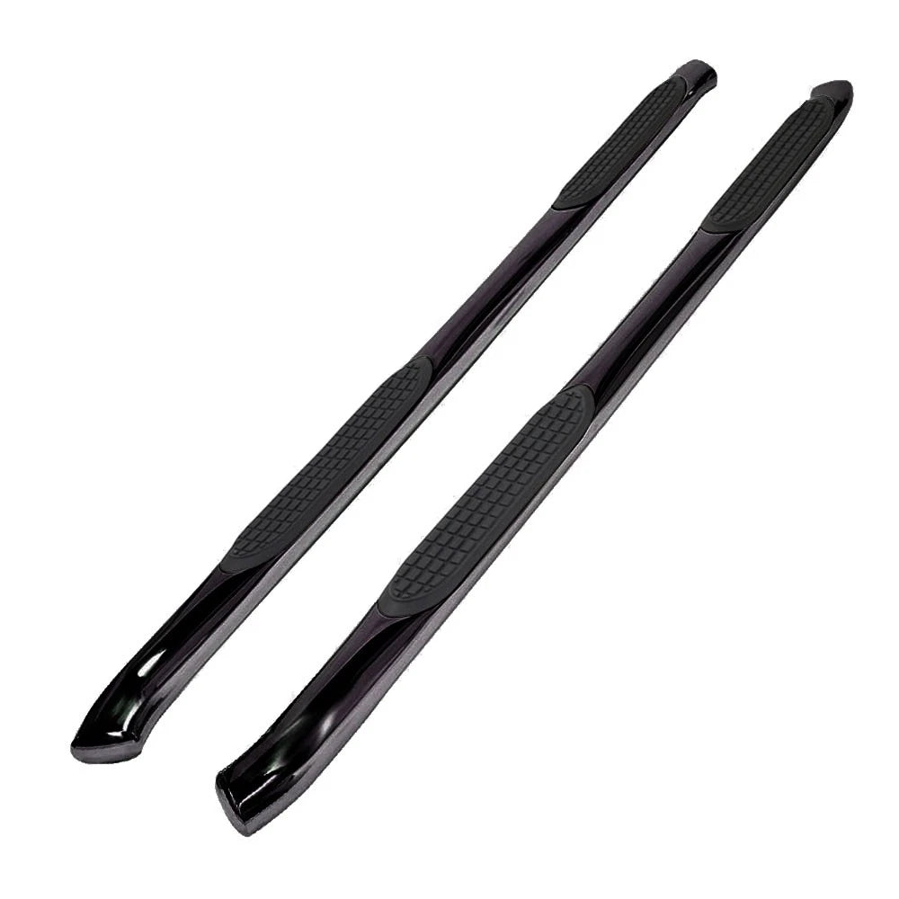Black 3in Round Bent w/2 Pads Step Nerf Bar for 2005-2019 Toyota Tacoma Crew Cab