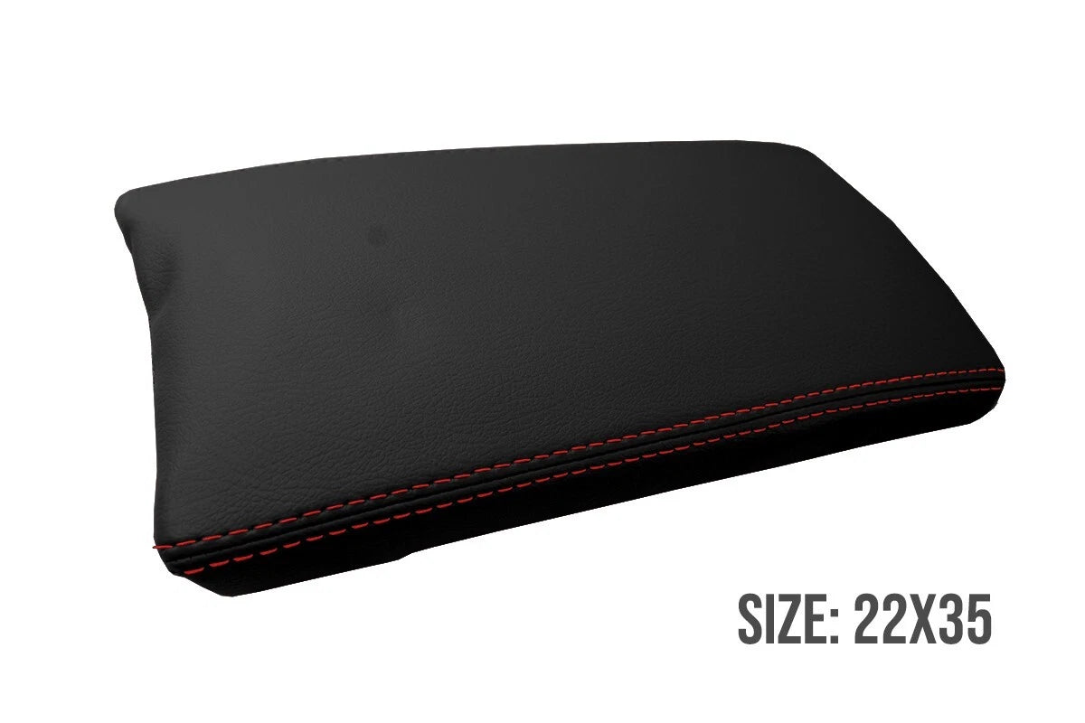 Leather Console Lid Armrest Cover for Toyota Prius (2010–2015) Red Stitch