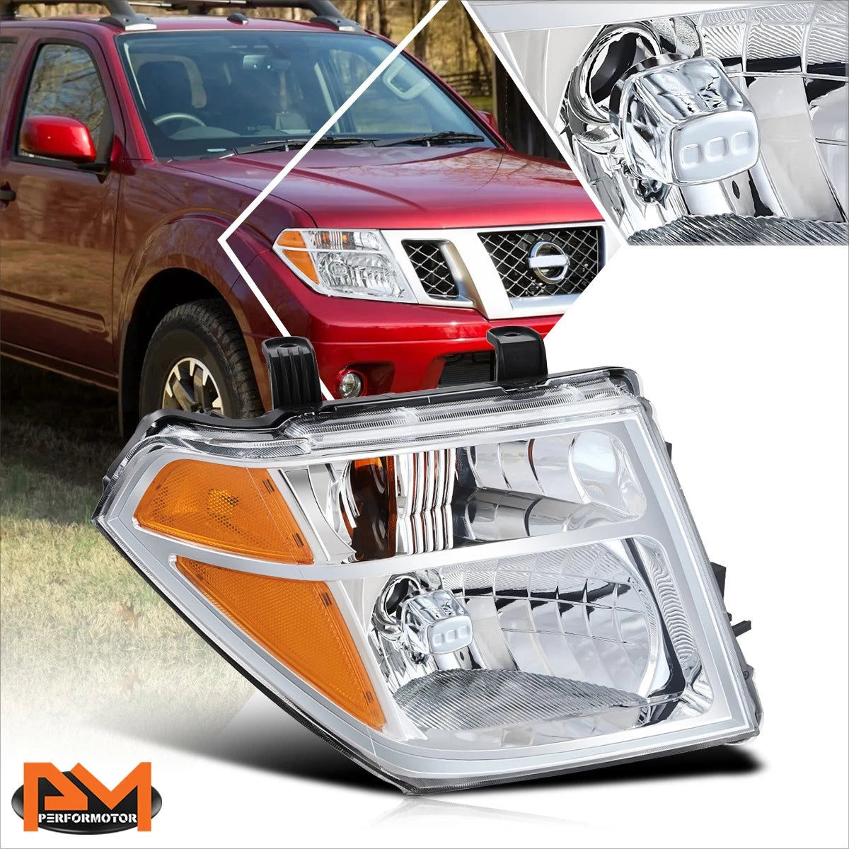 Set of 2 Chrome Housing Headlight Assemblies for Ford Expedition (2015–2017)