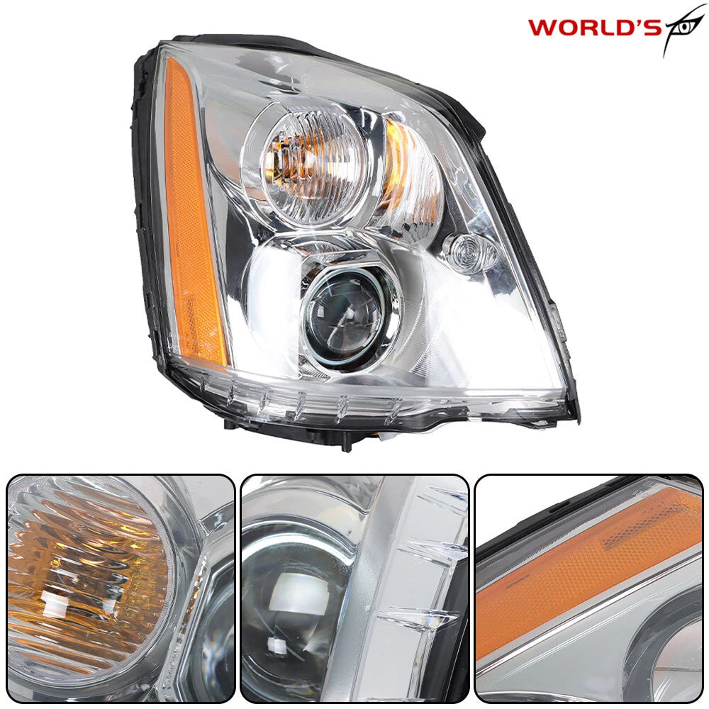 Right Headlight for Cadillac DTS (2008–2011) HID Chrome Housing Clear Lens