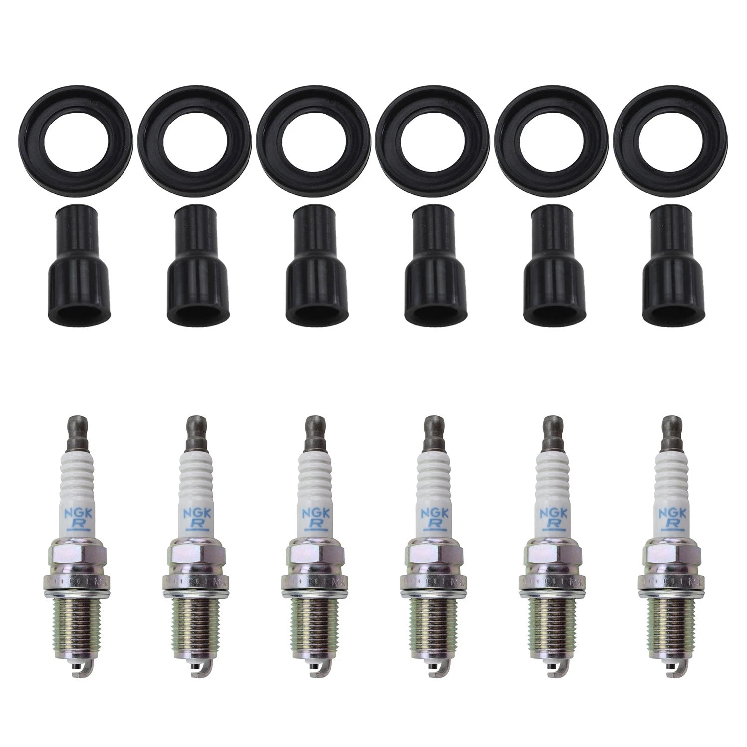 Set of 6 NGK Standard Spark Plugs & Coil Boots for Camry Highlander RX300 Sienna (V6)