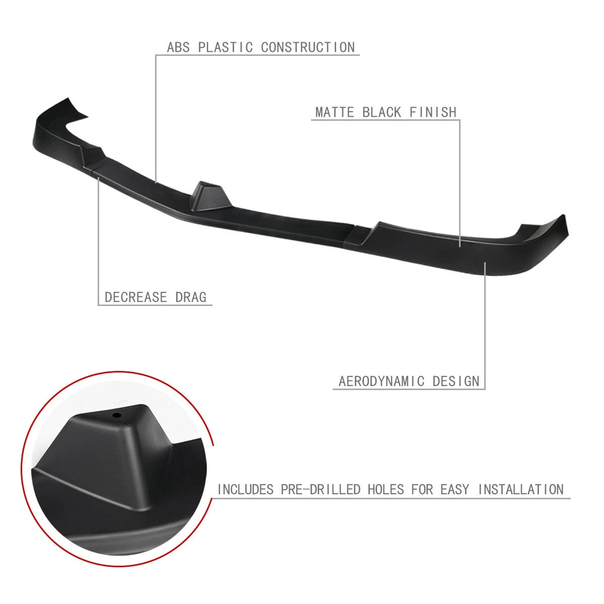 3Pcs Front Bumper Lip Splitter for Mercedes W204 C300 C350 (2012–2014)