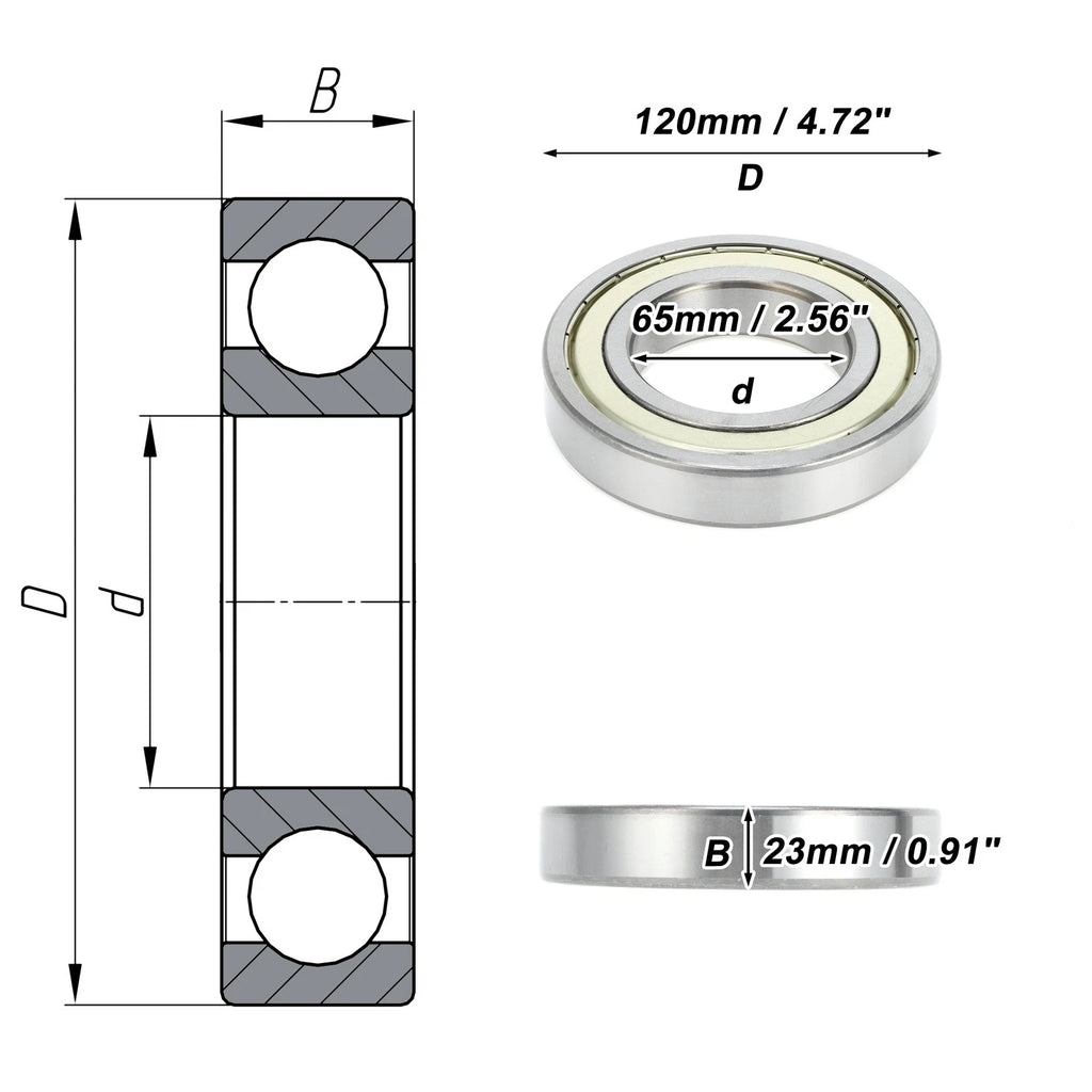 Deep Groove Ball Bearing 6213ZZ for Scooter Skateboard Wheel (65x120x23mm)