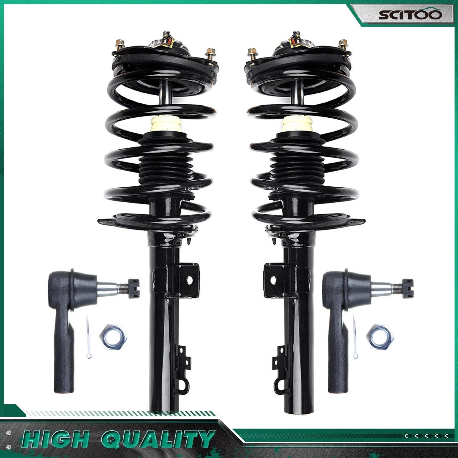 Front Struts w/Coil Spring & Outer Tie Rod for Ford Taurus Mercury Sable (1996–2007)