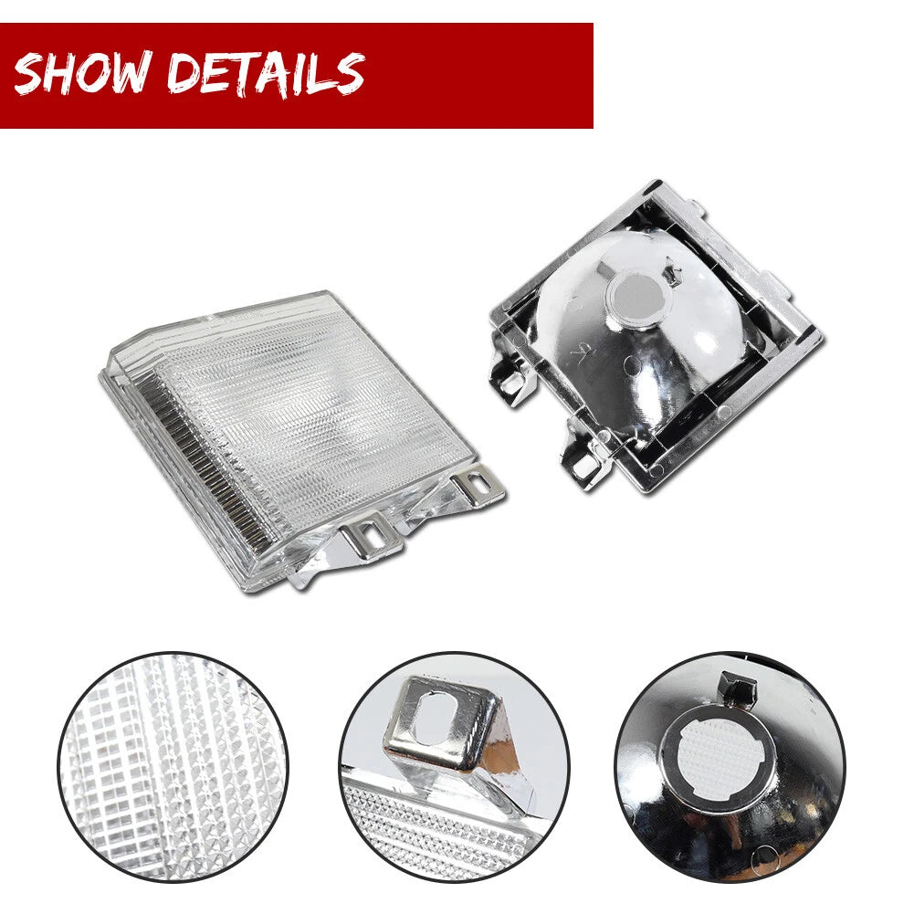 2X Chrome Front Turn Signal Corner Marker Lights for Chevy GMC Pickup