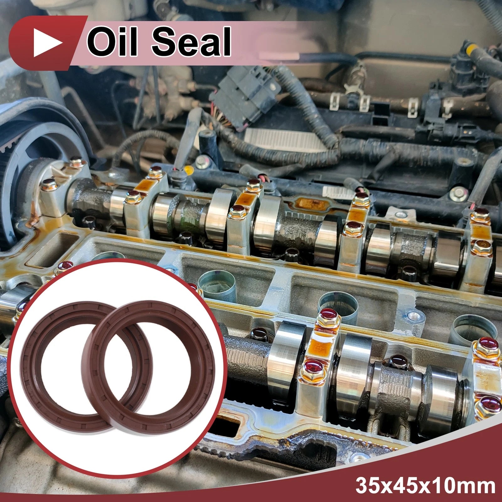 2X Oil Seal Rotary Shaft Seal FKM Rubber 35x45x10mm for Various Models