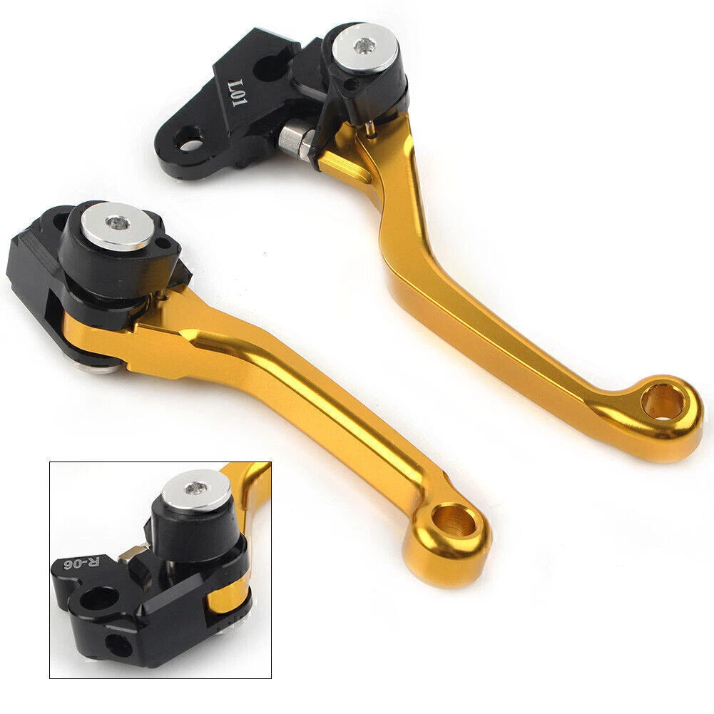Pair Gold Pivot Brake Clutch Levers for Honda CRF125R CRF150R CRF250R CRF450R (1997–2021)