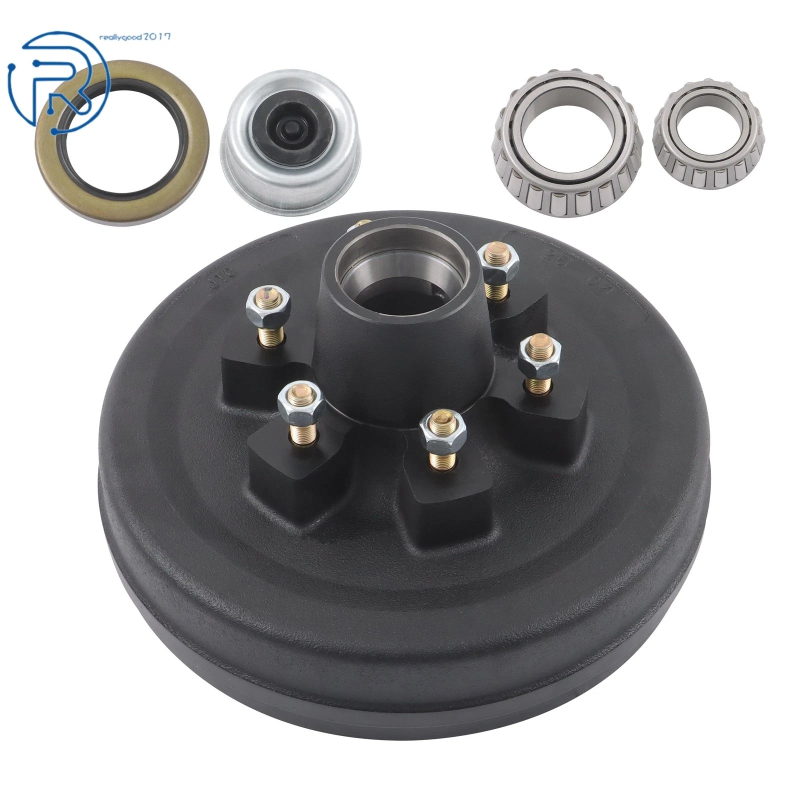 11-Pc Trailer Brake Drum Kit 6 Lug 5.5 Bolt BC 12" X 2" for 5200-6000 Lbs Axle