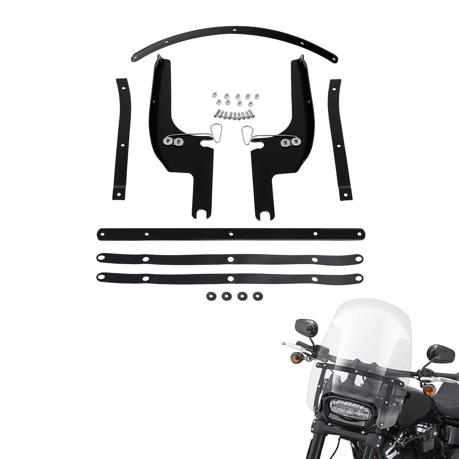 Windshield Screen Bracket Mounting Kit for Harley Touring Road King (1994–2023)