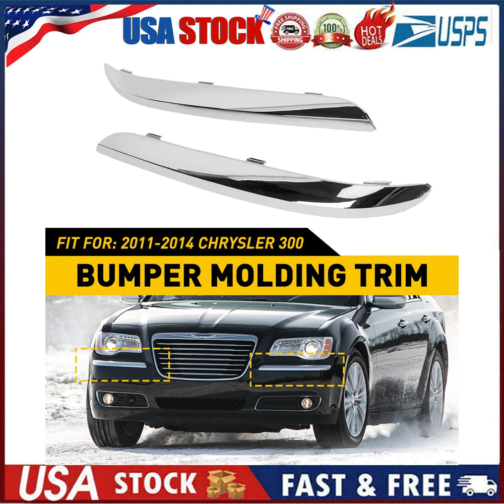 Set of 2 Bumper Trim for Chrysler 300 (2011–2014) Chrome Accent