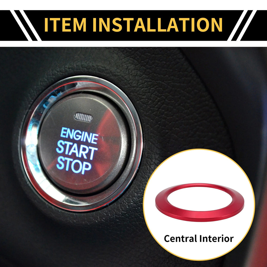 Engine Start Stop Button Switch Knob Cover Ring for Ford F-150 (2016–2021) Red