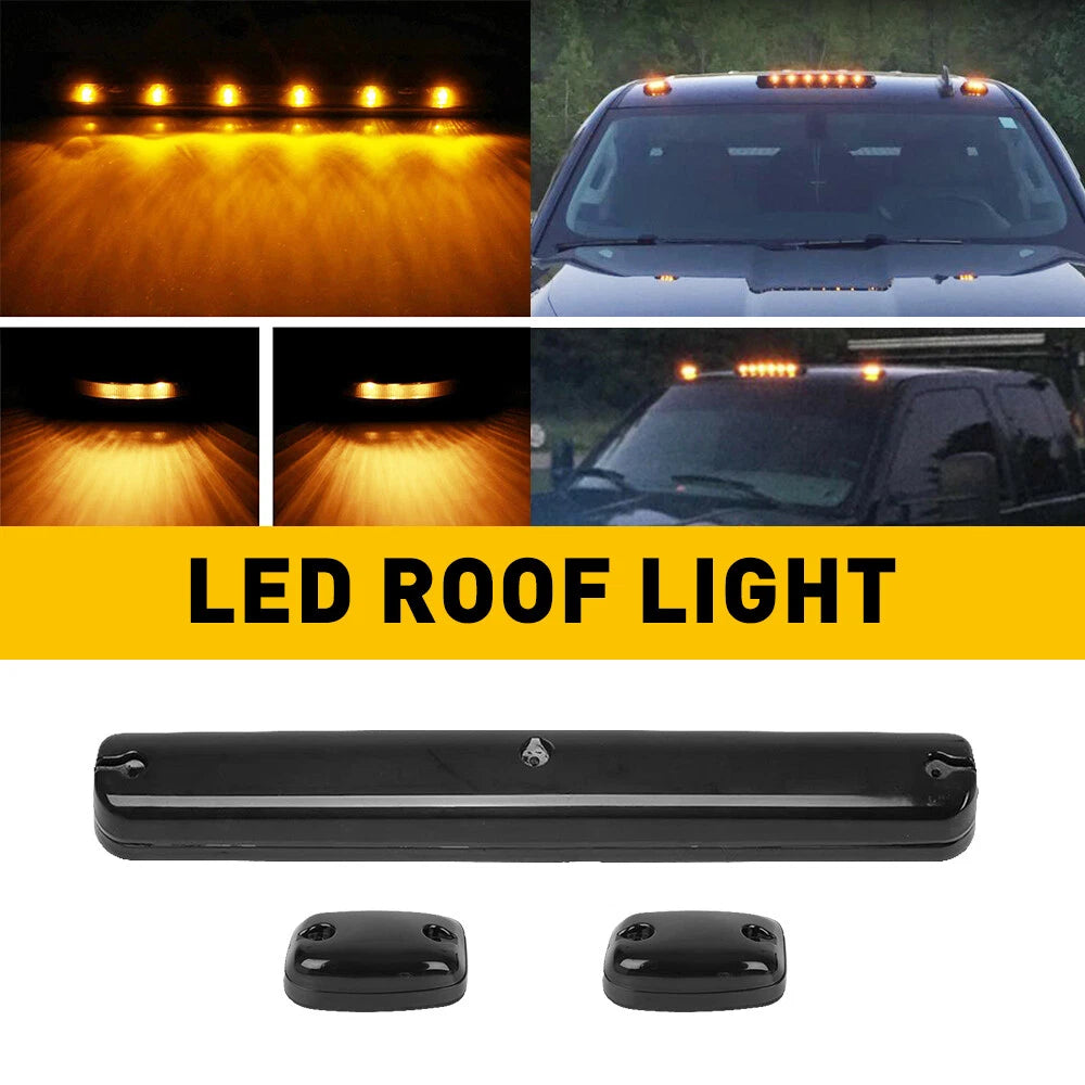 3PC Smoke Amber LED Cab Roof Lights for Chevy Silverado GMC Sierra (2002–2007)