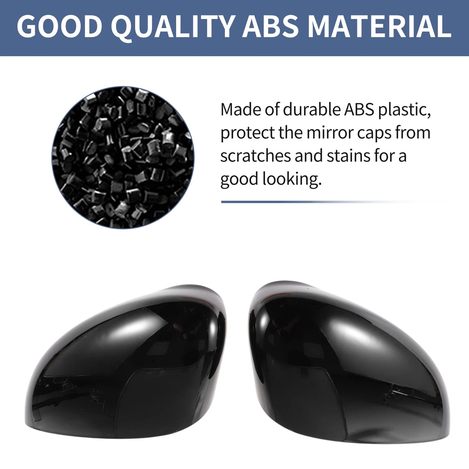 Mirror Cover Cap Set of 2 for Ford Fiesta MK7 (2008–2017) Gloss Black