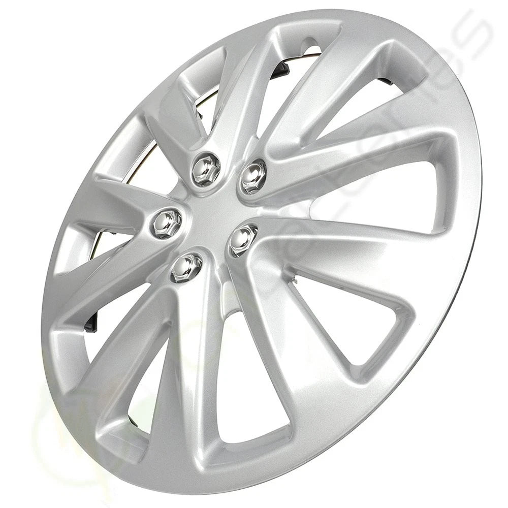 Set of 4 Wheel Hub Caps for Universal Vehicles (16") Black & Silver