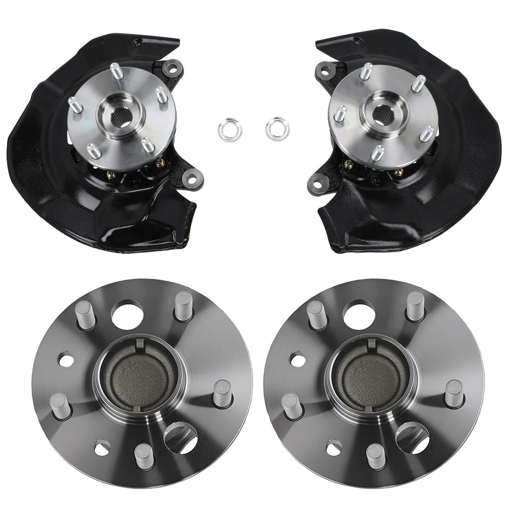 4X Front Steering Knuckle w/ Rear Wheel Hub Bearing for Toyota Camry (2007–2009)