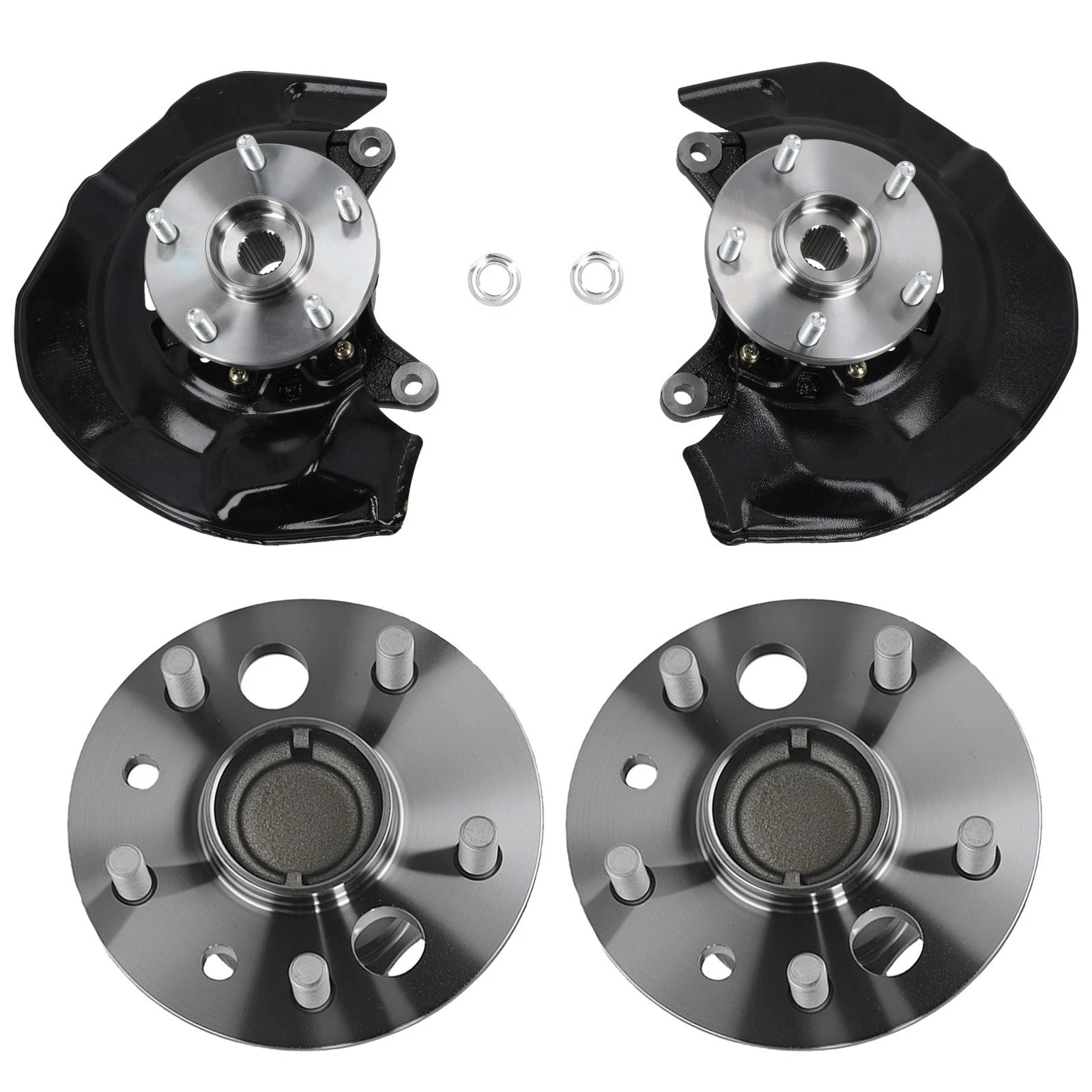 4X Front Steering Knuckle w/ Rear Wheel Hub Bearing for Toyota Camry (2007–2009)