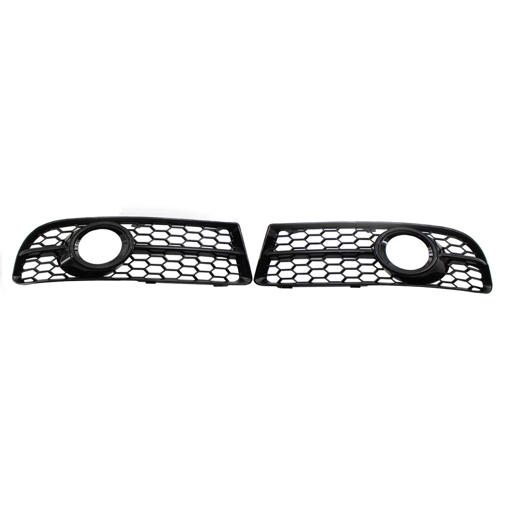 2X Honeycomb Lower Fog Light Grille for Audi A4 B7 S-Line S4 (2005–2008) Gloss Black