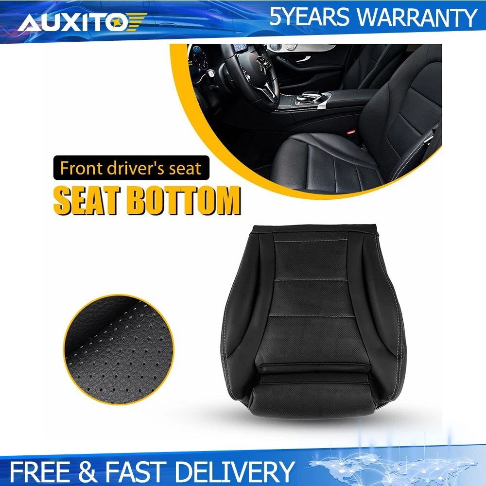 Leather Seat Cover for Mercedes Benz C300 (2015–2021) - Driver Bottom, Black