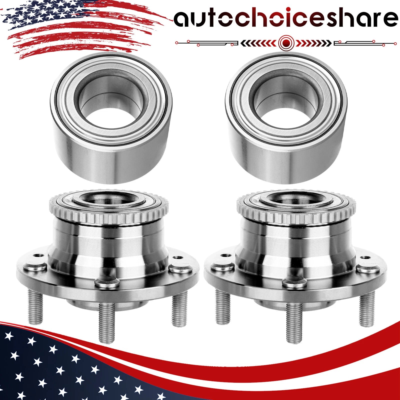 Set of 4 Wheel Hub Bearing Assemblies for Lincoln MKZ, Ford Fusion (2006–2012)