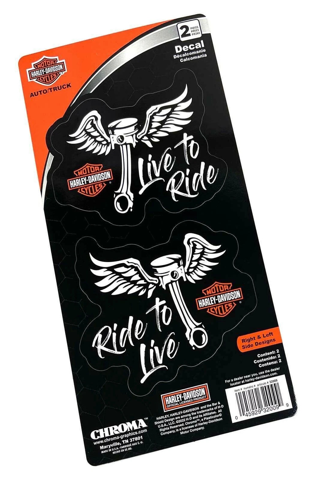 2X Winged Piston Decals for Harley-Davidson (6 x 12 in.)