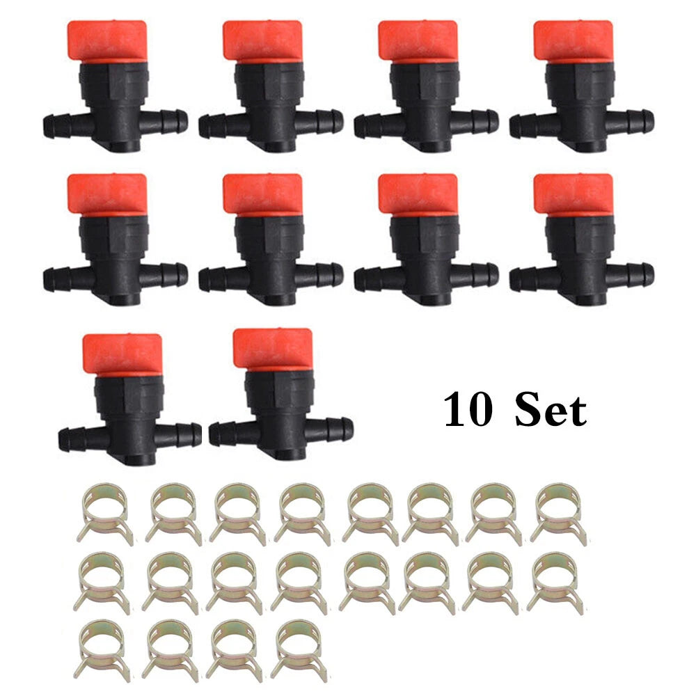 10pcs Fuel Shut Off Valve & Clamp for Briggs & Stratton (494768, 698183, 493960)
